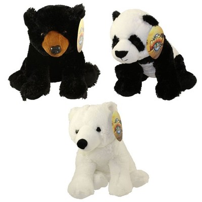 Adventure Planet Plush - LOT OF 3 BEARS (Polar, Panda & Black Bears)(14 inch)