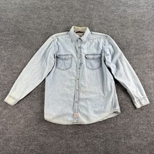 Vintage Levi Strauss Denim Shirt Mens Medium Western Pearl Snap Rugged Workwear
