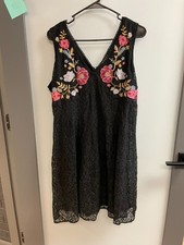 NWT Xhiliration Black Lace Floral Embroidered Ladies Sleeveless Dress Size XXL