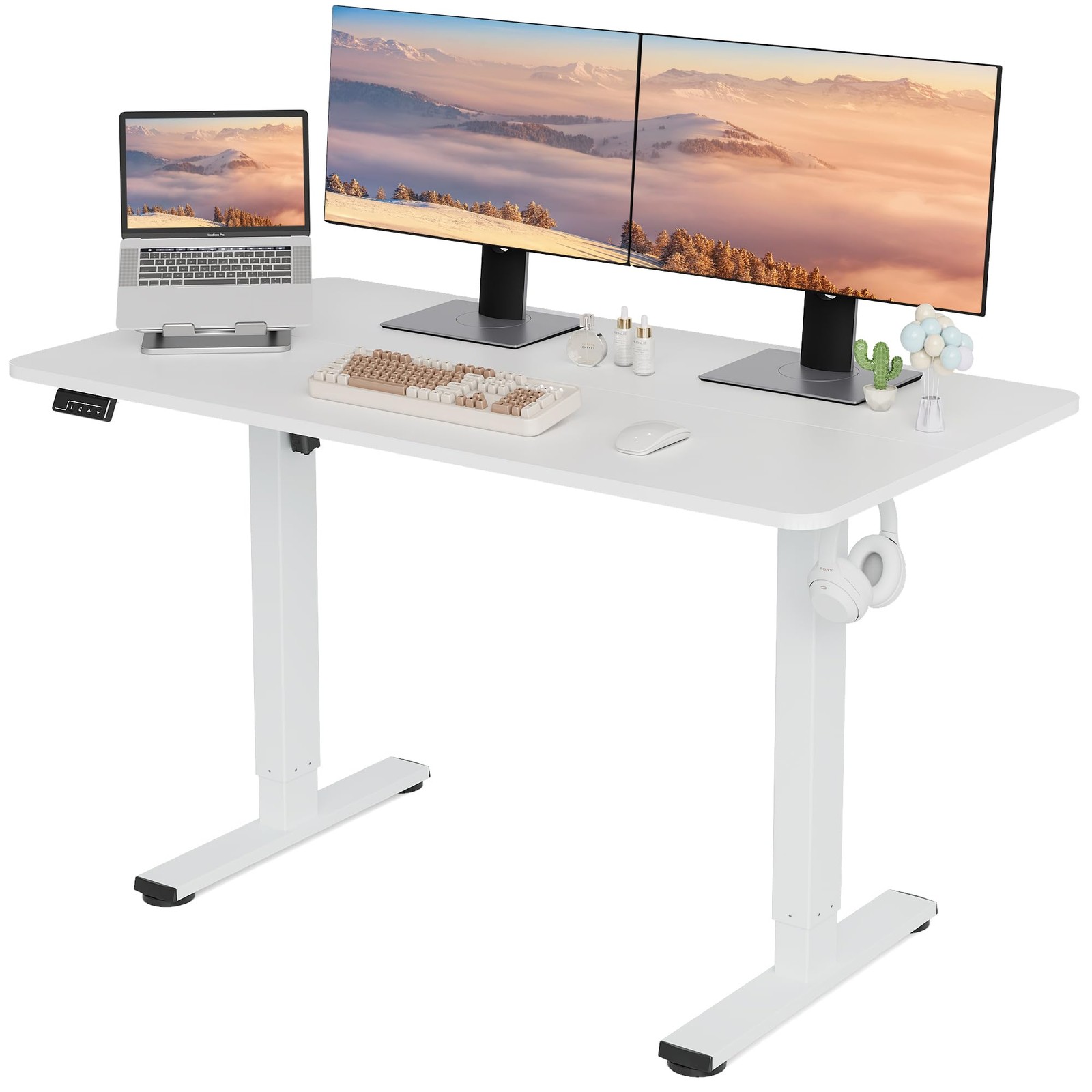 Standing Desk Adjustable Height, 48x24 Inches Sit Stand up Desktop for Home O...-image