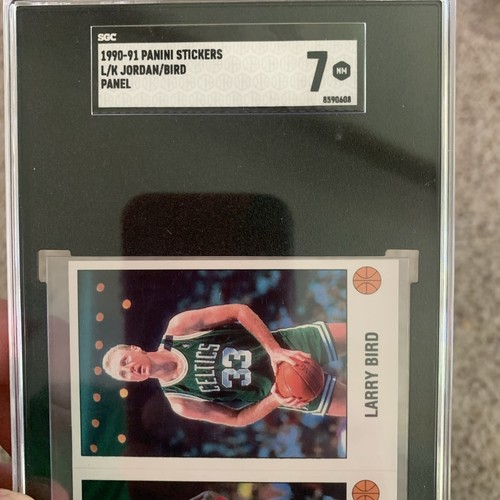 1990 Panini Sticker Panel Michael Jordan #K & LARRY BIRD #L Hand Cut PSA 7 HOF - Picture 3 of 5
