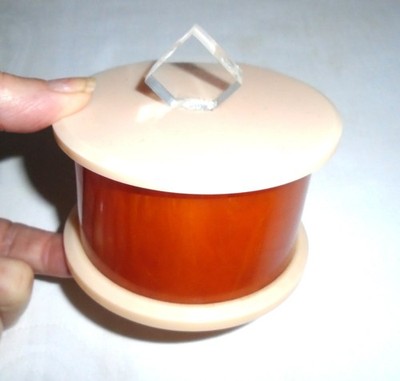 Vintage Art Deco Phenol/Bakelit/Catalin Waschtisch Schmuckschatulle/Topf