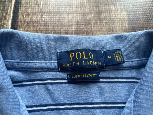 POLO RALPH LAUREN CUSTOM SLIM FIT STRIPED POLO SHIRT MENS MEDIUM EUC FITS SMALL - Picture 3 of 7