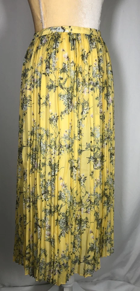 Falda Alex Marie Plisada 6 Midi Amarillo Verde Modesta Nueva $109 Foto 3 de 4