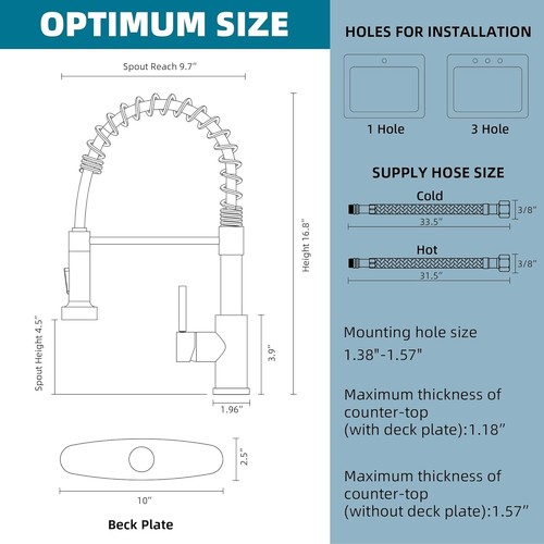 Elegant Brushed Nickel Kitchen Faucet with 3 Modes - Ideal for Farmhouse & RV - Picture 4 of 8