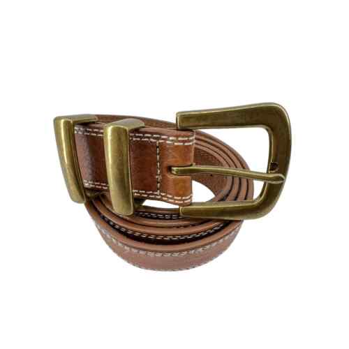 J. Crew Belt Size Large Brown Genuine Italian Leather 36" to 42" Gold - Picture 1 of 6