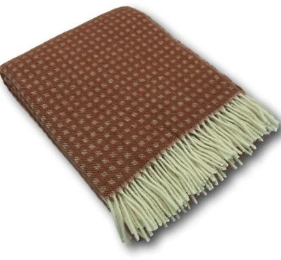 Wolldecke Tagesdecke Überwurf Wollplaid Decke 100% Wolle rot/creme 140x200cm - Bild 1 von 3