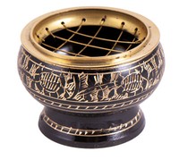 2 X Netzgefäß Schwarz-Gold Messing D: 5,5 Cm RäUcherschale RäUchergefäß