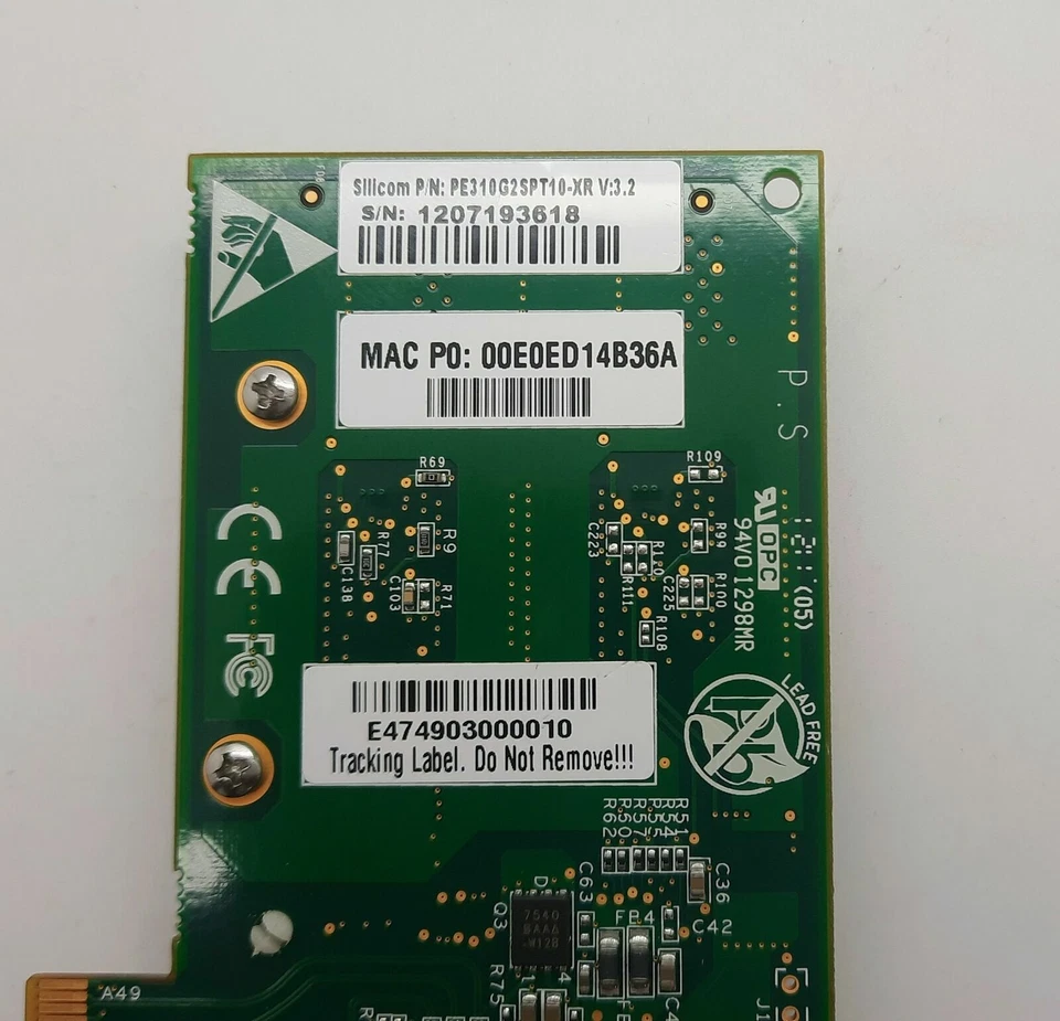 Silicom 10 Gigabit Ethernet PCI-E Dual Port SFP+ PN:PE310G2SPT10-XR - Image 2 of 4