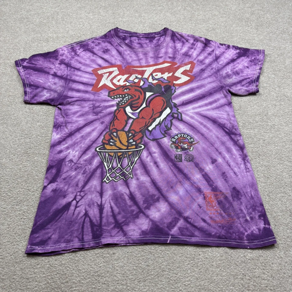 Toronto Raptors T Shirt Men's Size M Purple NBA Basketball Mitchell Ness Tie Dye - Image 2 of 4