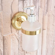 Kitchen Bathroom Accessories Gold Color Brass Porcelain Soap Dispenser 2ba589