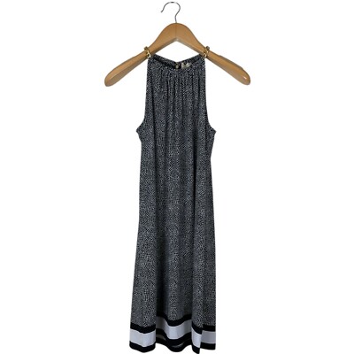 michael kors chain halter dress Women’s Size Medium Jersey Gold Tone Striped FRENCH-NAVY