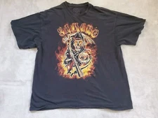 Sons of Anarchy Shirt Mens 2XL SAMCRO Grim Reaper Graphic Flames Biker