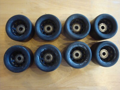 Speed Skate Wheels with Bearings- Lot of 8, Black
