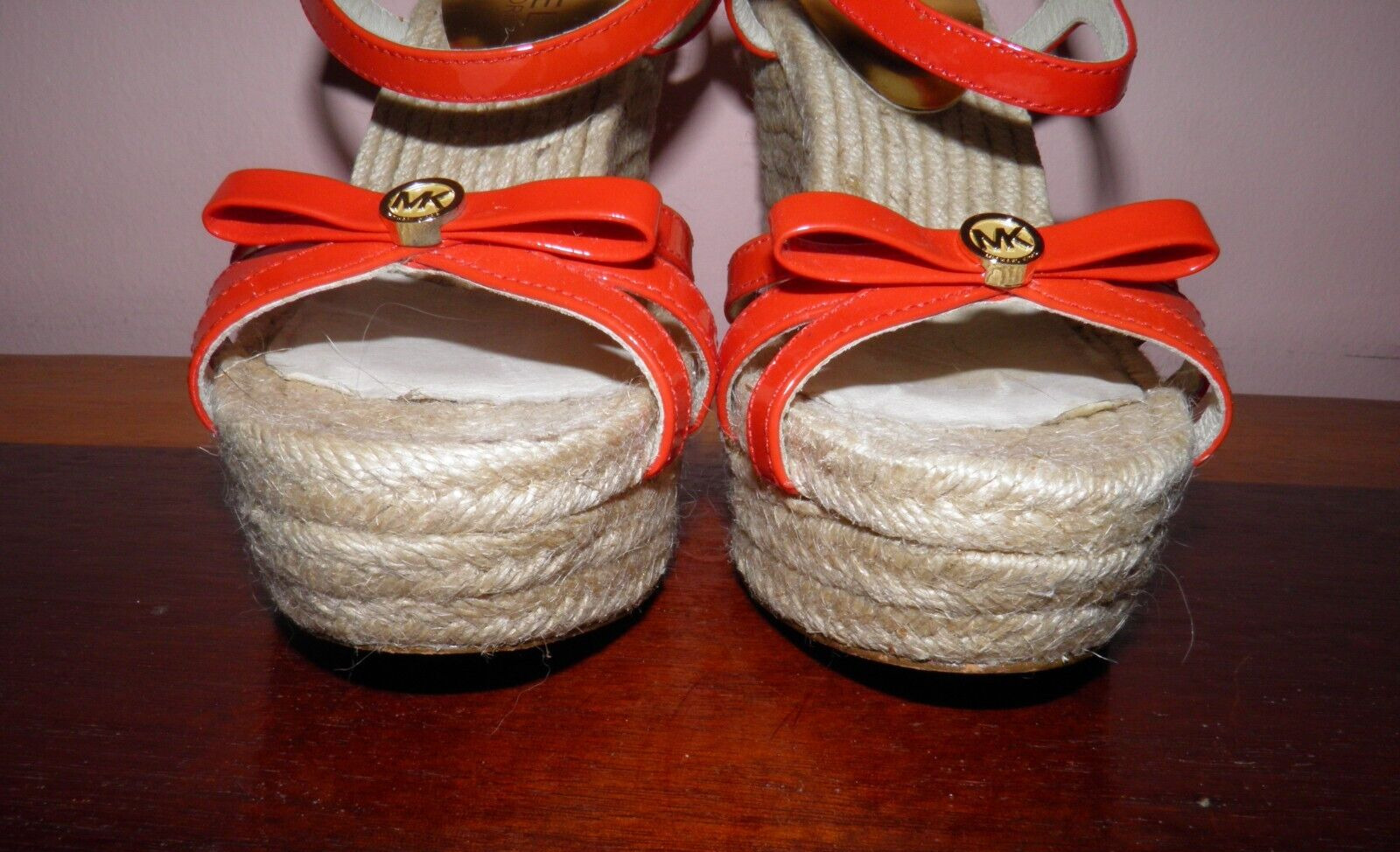 Michael Kors women's, red, wedge, open toe leathe… - image 4