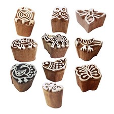 Pottery Printing Exquisite Small Bird Pattern Wooden Stamps Set of 10 Htag2102