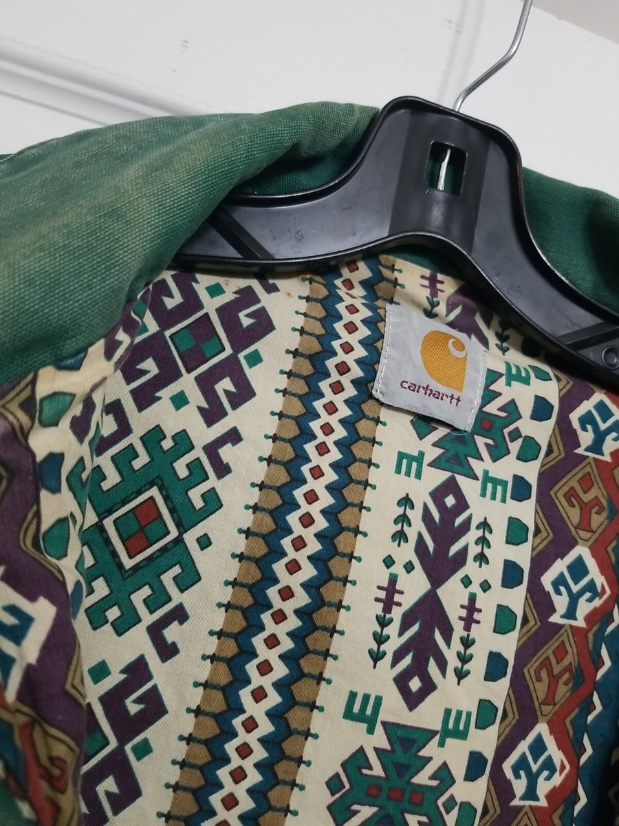 VTG Carhartt Santa Fe Western Aztec Lined Jacket Men's USA VTG Carhartt Santa Fe Western Aztec Lined Jacket Men's USA