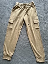 Fleece Girls / Boys Cargo Slim Fit Joggers, Color Beige, Age 11 Years Size SP