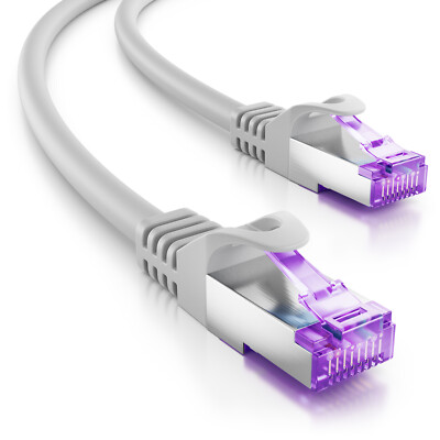 deleyCON 1m RJ45 Patchkabel mit CAT7 Rohkabel LAN DSL Netzwerkkabel S/FTP grau