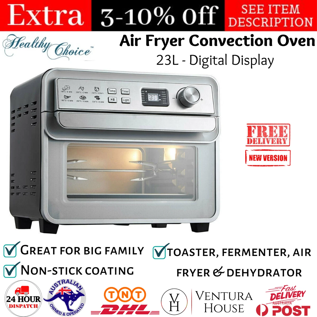 Healthy Choice 23L Air Fryer Convection Oven Toaster Dehydrator