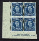 1942 KGVI  Imprint  Block of 4 Stamps  Mint Unhinged Australia  FREE Postage
