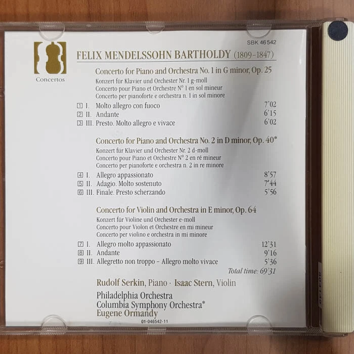 SERKIN / STERN / ORMANDY Mendelssohn Piano Concerto 1 & 2  EX/EX(CD) - Bild 2 von 4
