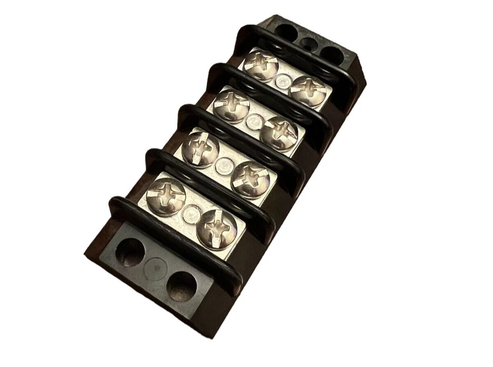 Terminal Block Connector Strip Marathon Double Row Black 4 Positions Screw NEW - Image 2 of 4