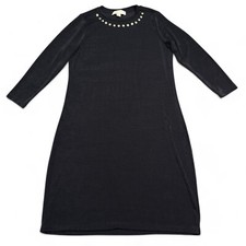 Michael Kors MK Midi Dress Womens Size Small Black 3/4 Sleeve Cocktail
