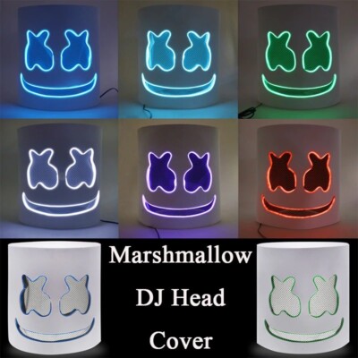 MARSHMALLOW DJ LED Music Festival Full Head Helmet Light Up Cosplay Mask Fun