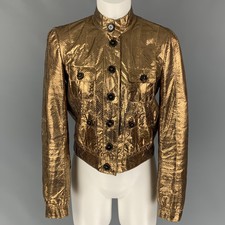Mulberry Size 8 Gold Leather Metallic Buttoned Jacket