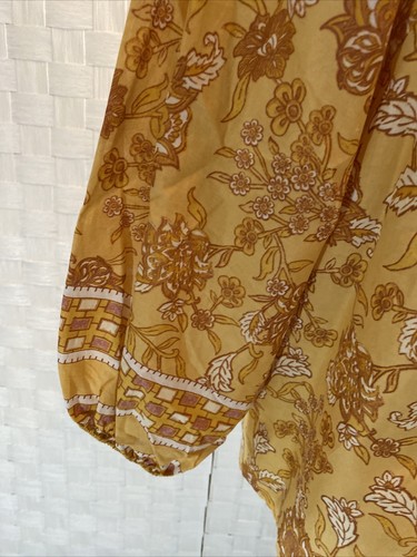 C&C California Mustard Yellow Floral Balloon Sleeve Tie Peasant Top - 第 9/12 張圖片