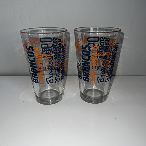 Denver Broncos Boelter NFL Spirit Beer Drink Glass 12oz Set Of 2 - Picture 3 of 7