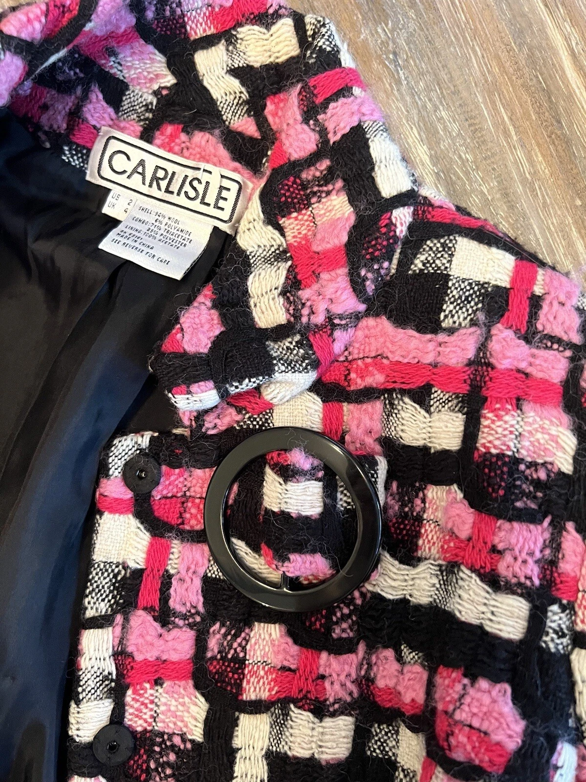 CHANEL CARLISLE Giacca Vintage Multi Vibrante Chunky Tweed Taglia 2