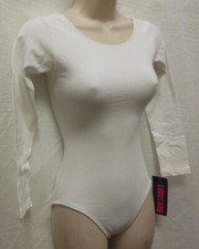 Eurotard Cotton Spandex Long Sleeve Leotard White Adult sizes 10265 lined