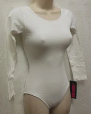Eurotard Cotton Spandex Long Sleeve Leotard White Adult sizes 10265 lined