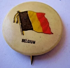 Vintage Celluloid and Metal Pinback Belgium Belgian Flag