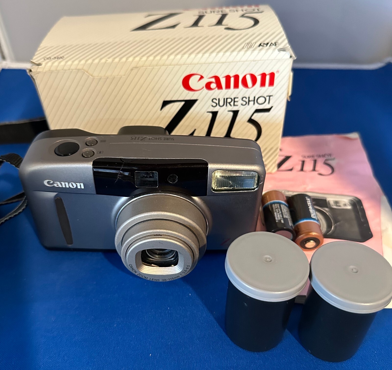 CANON SURESHOT Z115 35mm Film Camera Silver, Strap+Film, Tested, Very