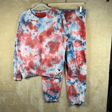 Aviator Nation Tie Dye Sweatshirt Size S Jogger Size M Set Women Red Blue White