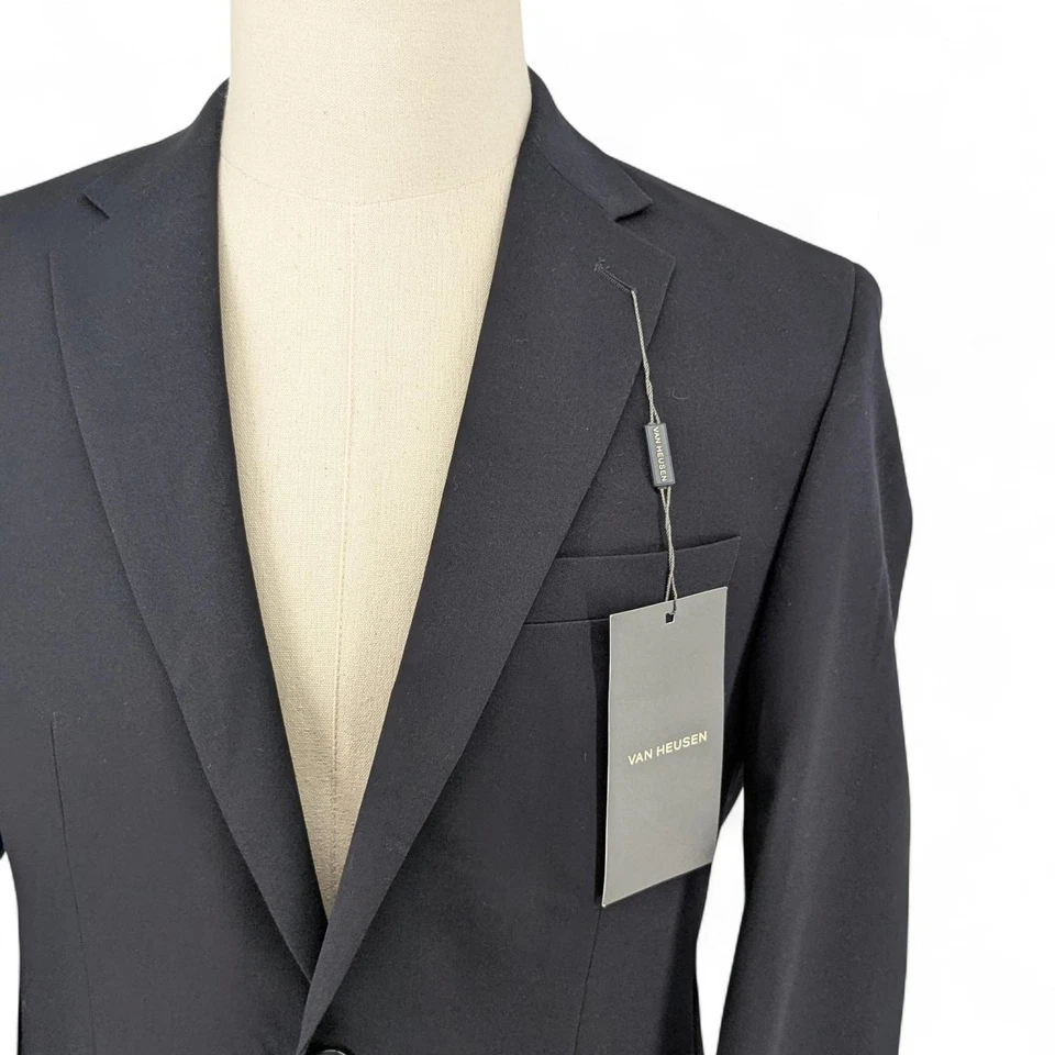 Van Heusen Men's Classic-Fit 2 Piece Stretch Suit Jacket 38 R Pants 31 x 32 Navy - Image 2 of 4