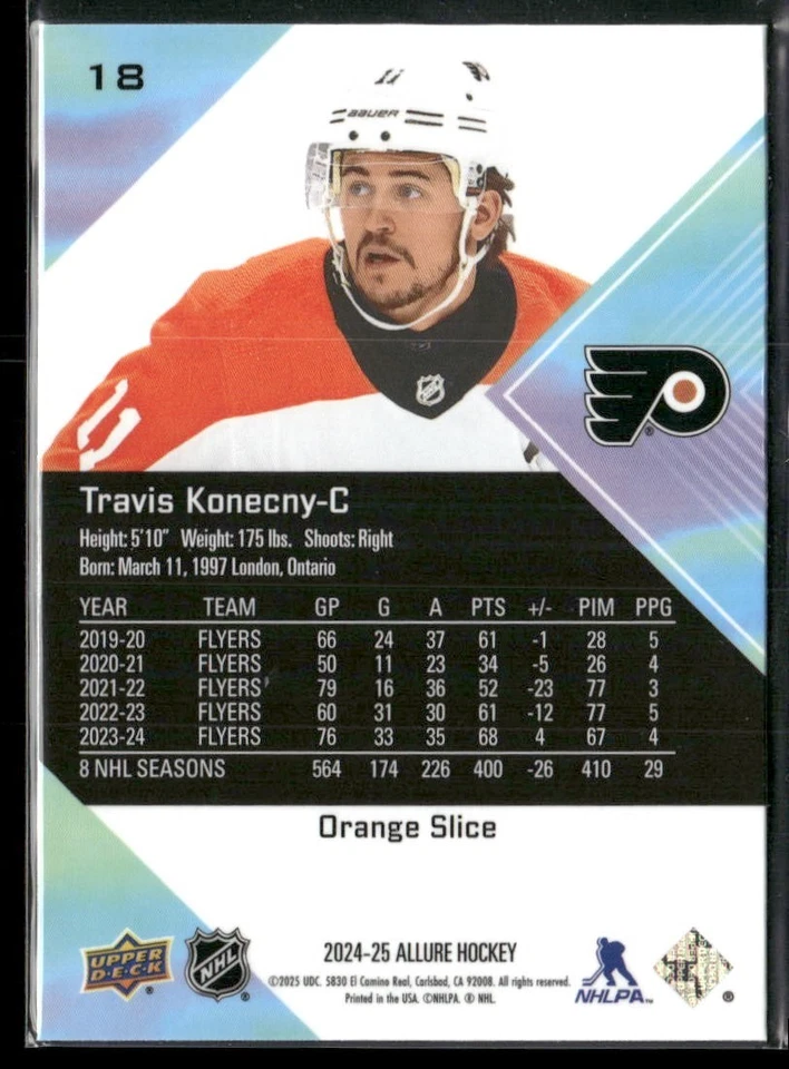 2024-25 Upper Deck Allure Orange Slice #18 Travis Konecny - Philadelphia Flyers - Image 2 of 2