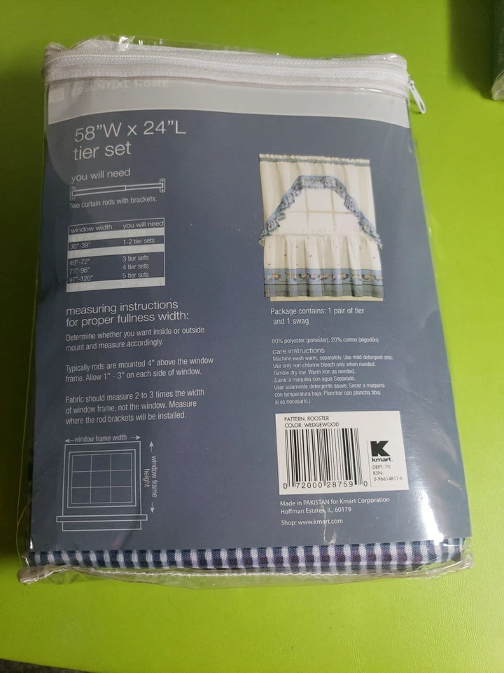 Набор ярусов Kmart Essential Home 58 дюймов ширина X 24 дюйма длина веджевуд синий петух - Изображение 2 из 4