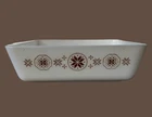 Vintage Pyrex Town & Country 503 Refrigerator Dish • Brown Snowflake • No Lid