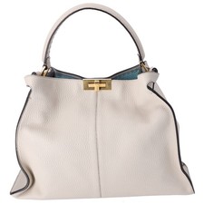 Borsa grande Fendi Peekaboo X-Lite Cuoio Romano Selleria bicolore beige