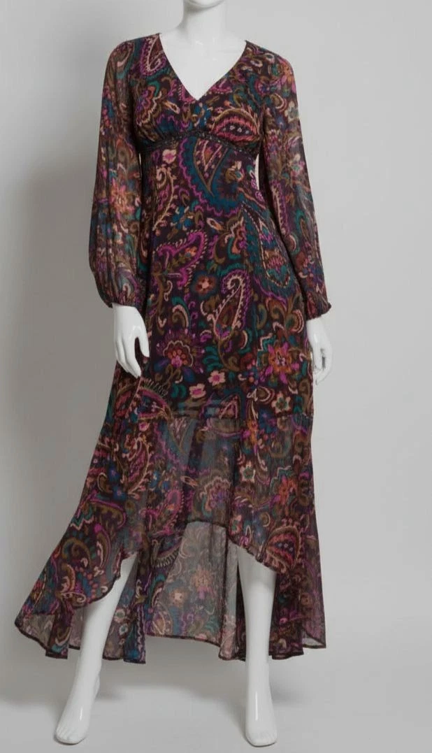 Mikael Aghal One-shoulder Floral-print Chiffon Maxi Dress in Pink