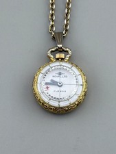 Vintage Swiss Pendant Watch Necklace Royal Ltd 17J Mechanical 23" Chain Animated