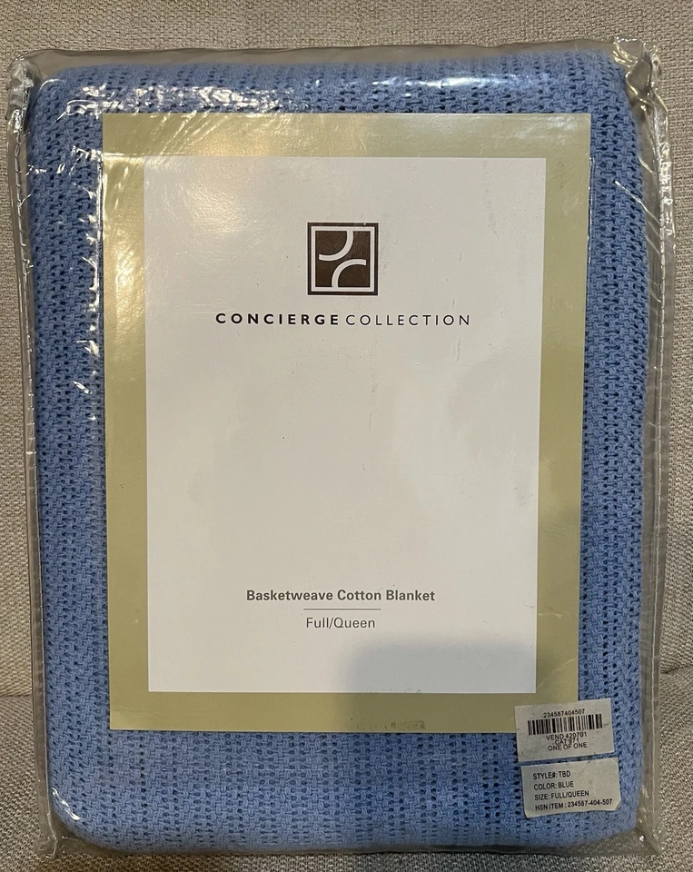 Manta Concierge Collection 100 % algodón F/Q ~ Azul - Manta tejido canasta Foto 2 de 4