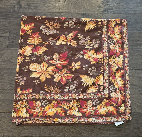 April Cornell Brown Autumn Adirondack Fall Leaves Floral Tablecloth 51" x 52.5"