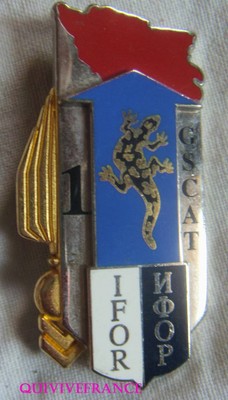 IN23500 - INSIGNE 1° G.S.C.A.T, I.F.O.R, 1° Mandat, Opaque, Sigle Sur Argenté