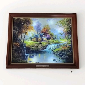 Thomas Kinkade Light Up Mountain Retreat Lighted Gallery Ed. Wall Art Electric