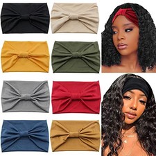 Yeshan Wide Headbands for Women Non Slip Turban No12 solid colors 8 pcs 